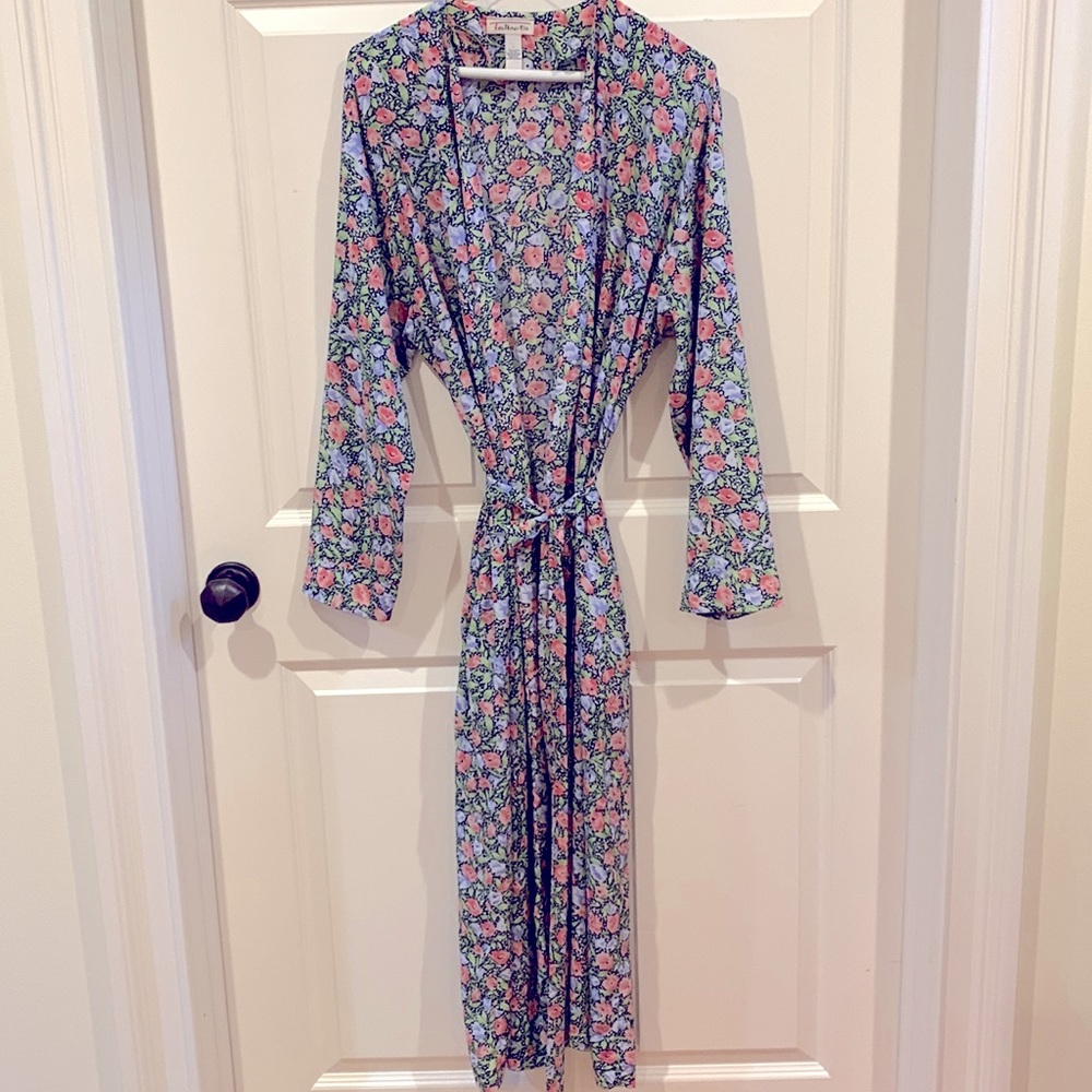 Talbots Floral silk like full length robe
